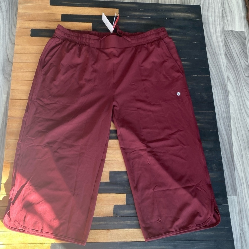BALEAF Women Capri Pants 2X Burgundy UPF 50+ quick Dry Water Resistant Lightweit